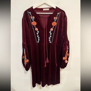 Roiii Dress Velvet Knit Embroidered 3XL Renaissance Medieval Boho Fairy Witchy